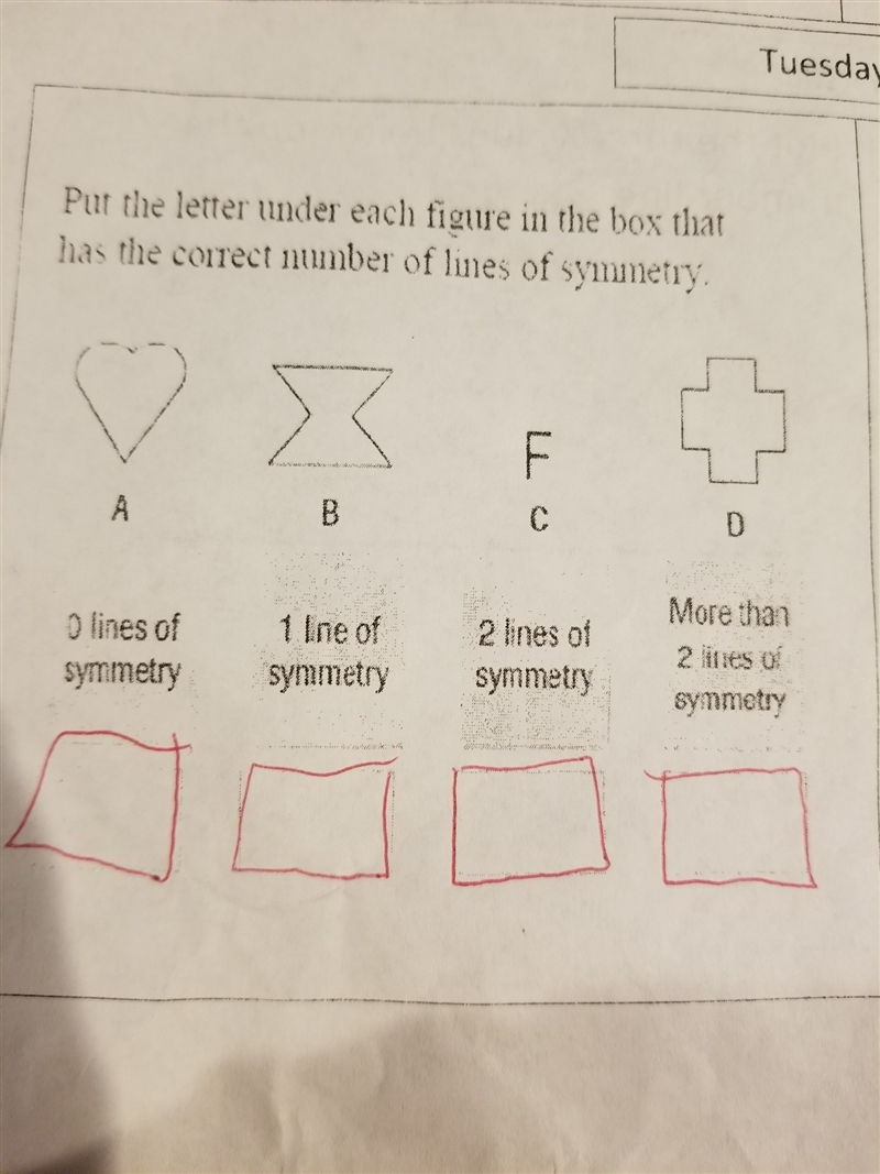 Put the letter under each figure in the box that has the correct number of lines of-example-1