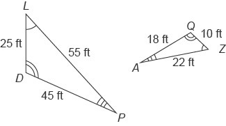 Complete the similarity statement for the two triangles shown. Enter your answer in-example-1