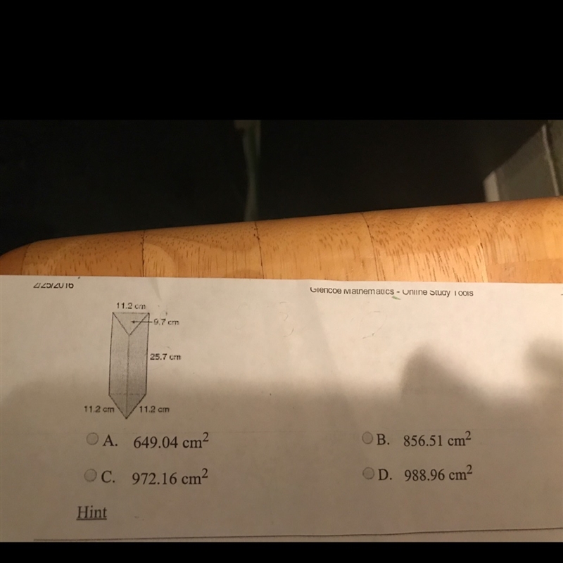 Find the total surface area for the solid shown. (20 pts) with explanation please-example-1