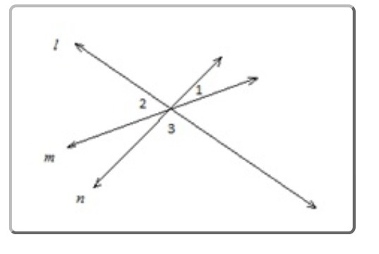 EASY MATH HELP PLZZZZZ Lines l, m, and n intersect at a single point, as shown below-example-1