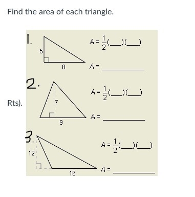 Find the area of each triangle.-example-1