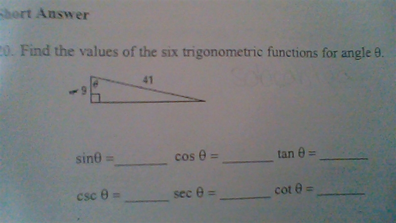 Find the six trigonometric function values for angle ∅ where its adjacent side is-example-1