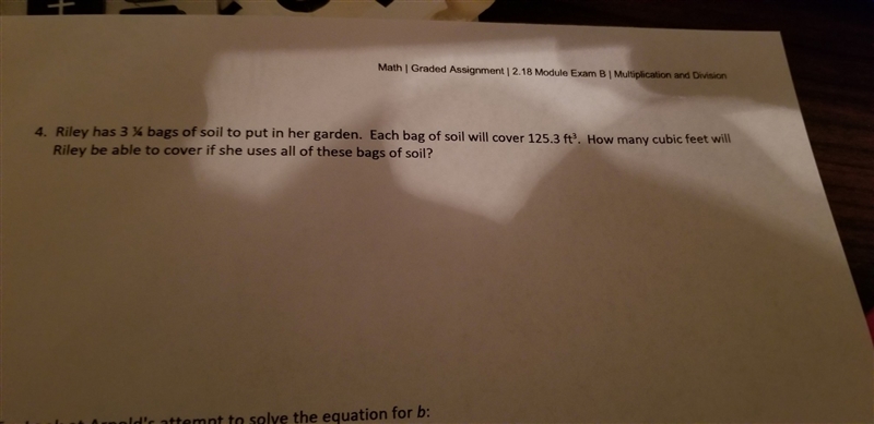 Briley has 3 1/4 bags of soil to put in her garden each bag of soil will cover 125.3 ft-example-1