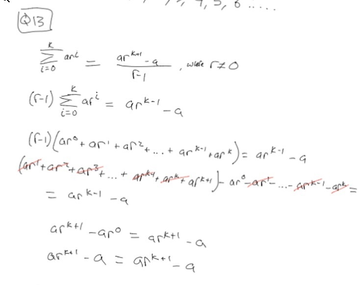 Proving summation without using induction I don't understand the part after (r-1)(ar-example-1