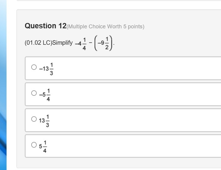 I NEED HELP ASAP (PLEASE) ADDING SCREENSHOT ALSO, I REALLY NEED HELP Simplify -4 1/4 - (-9 1/2)-example-1