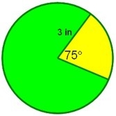 Determine the area of the yellow sector. A) 5 4 π in2 Eliminate B) 5 2 π in2 C) 9 2 π in-example-1