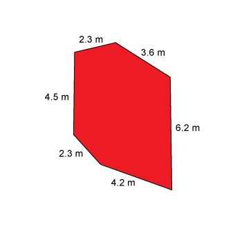 What is the perimeter of this hexagon? A. 18.5 B. 20.8 m C. 23.1 m D. 25.4 m-example-1