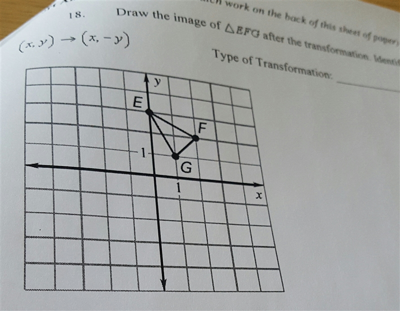 Draw the image of <EFG after the transformation. identify the type of transformation-example-1