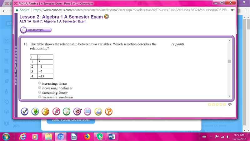 The table shows the relationship between two variables which selection describes the-example-1