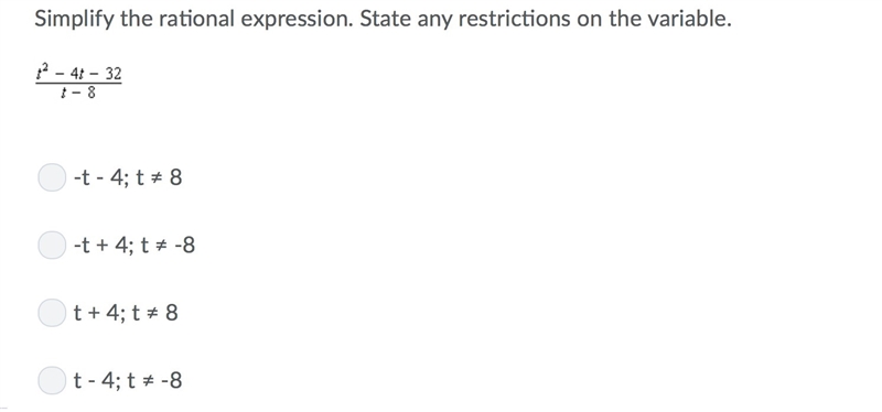 Simplify the rational expression. State any restrictions on the variable.-example-1