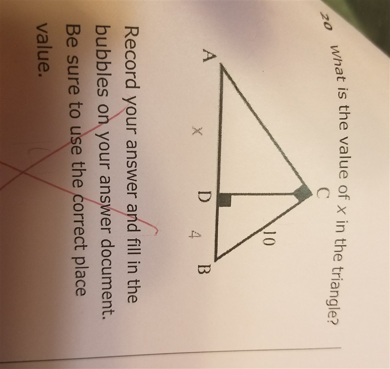 What is the value of x in the triangle ?-example-1