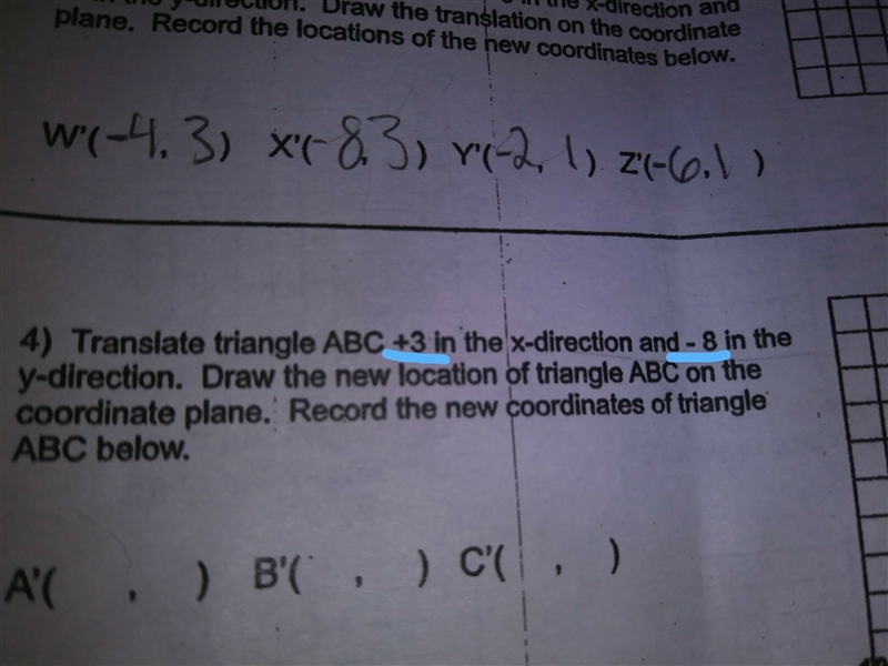 What does the +3 and -8 mean on this coordinate plane?-example-1