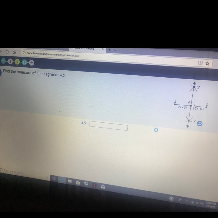 Find the measure of the line segment AD-example-1