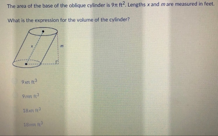 What is the expression for the volume of the cylinder?-example-1