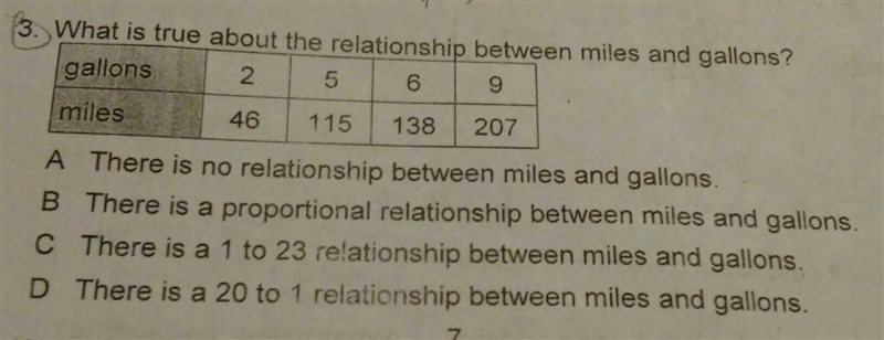 What is true about the relationship between miles and gallons ?-example-1