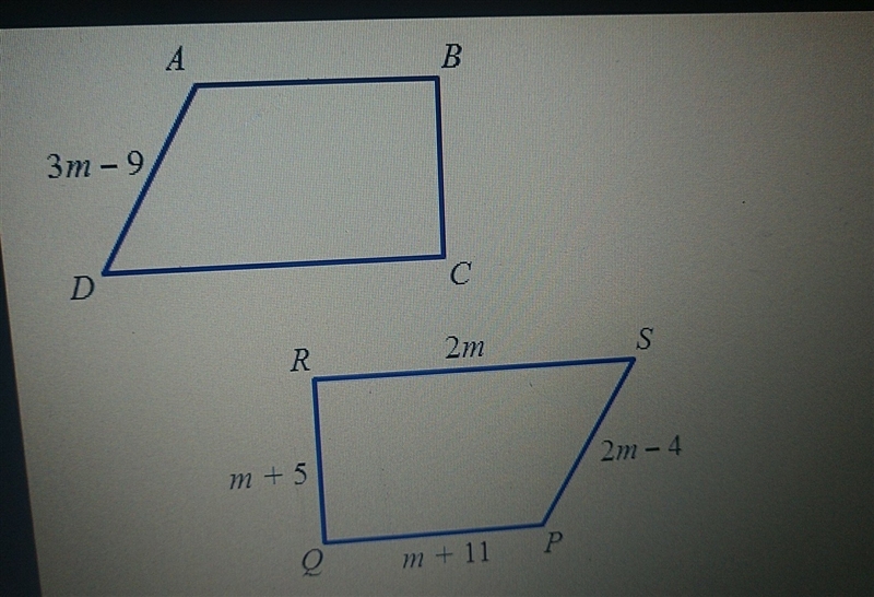 Given that ABCD= PQRS, find AD A.3 B.5 C.6 D.10-example-1