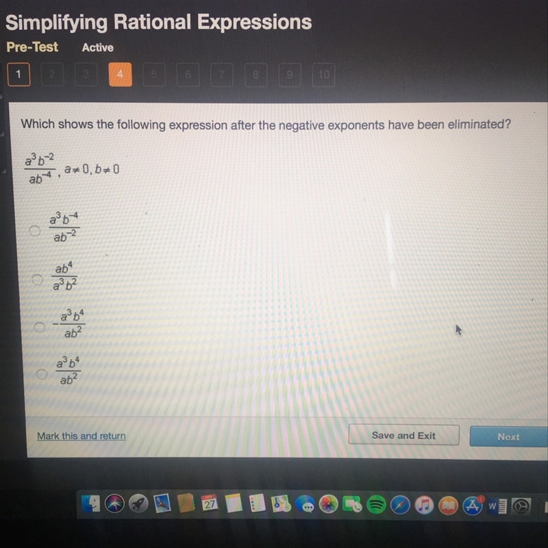 Which shows the following expression after the negative exponents have been eliminated-example-1