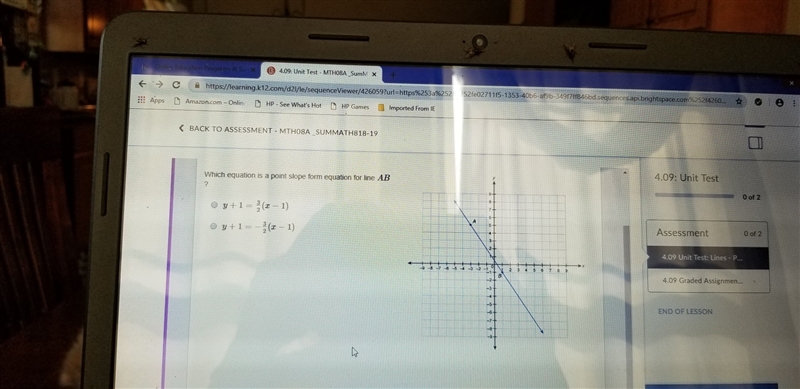 Which equation is a point slope form equation for line ab?-example-1