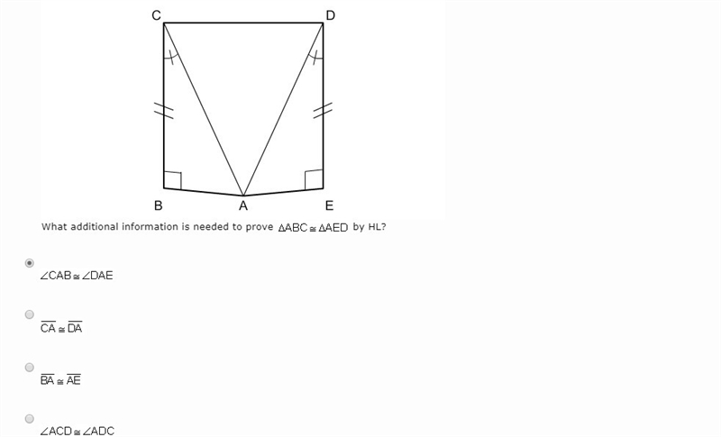 What additional information is needed to prove abc =aed by hl-example-1