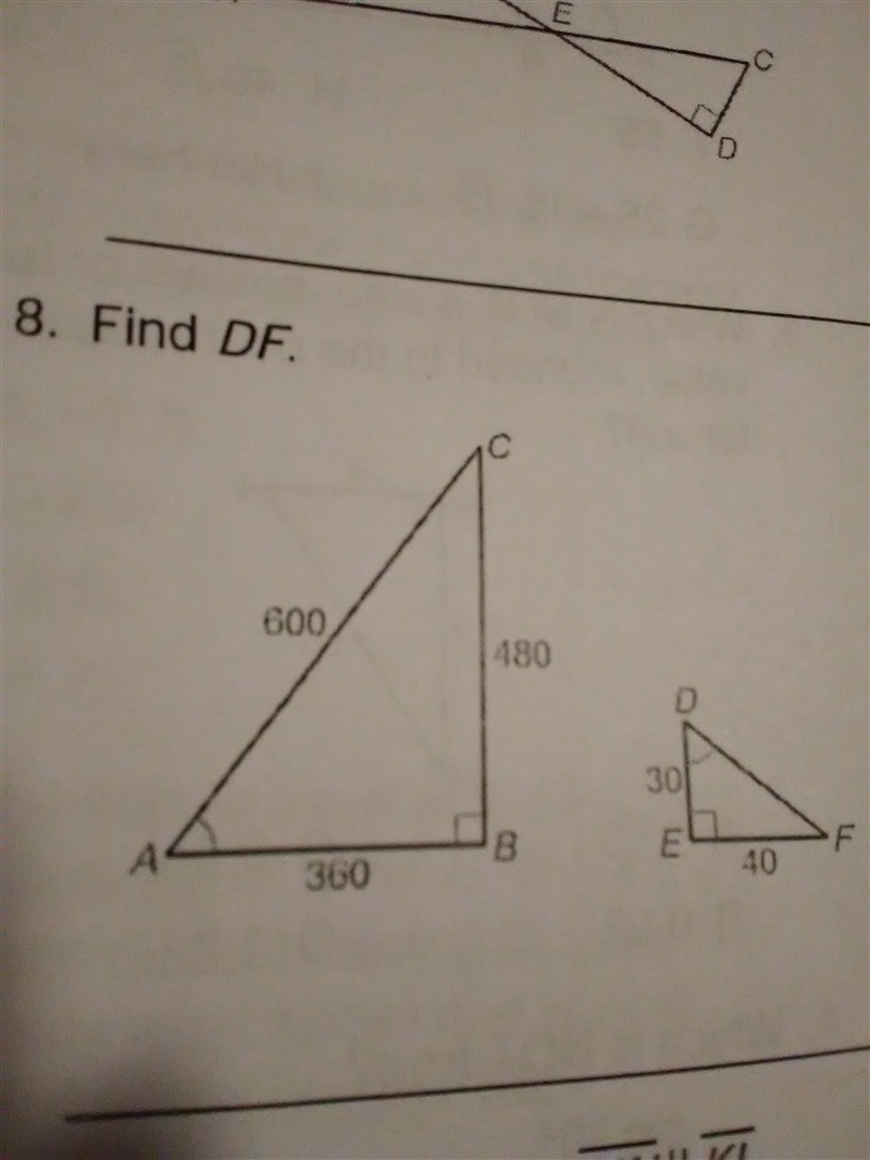 Find DF AC=600 CB=480 AB=360-example-1