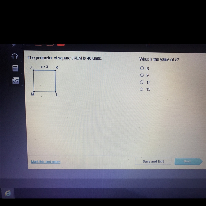 The perimeter of a square JKLM is 48 units ..what is the x?-example-1