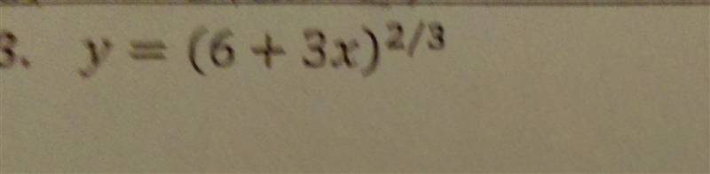 Y=(6+3X)^2/3 Find the derivative of the function using the chain rule-example-1