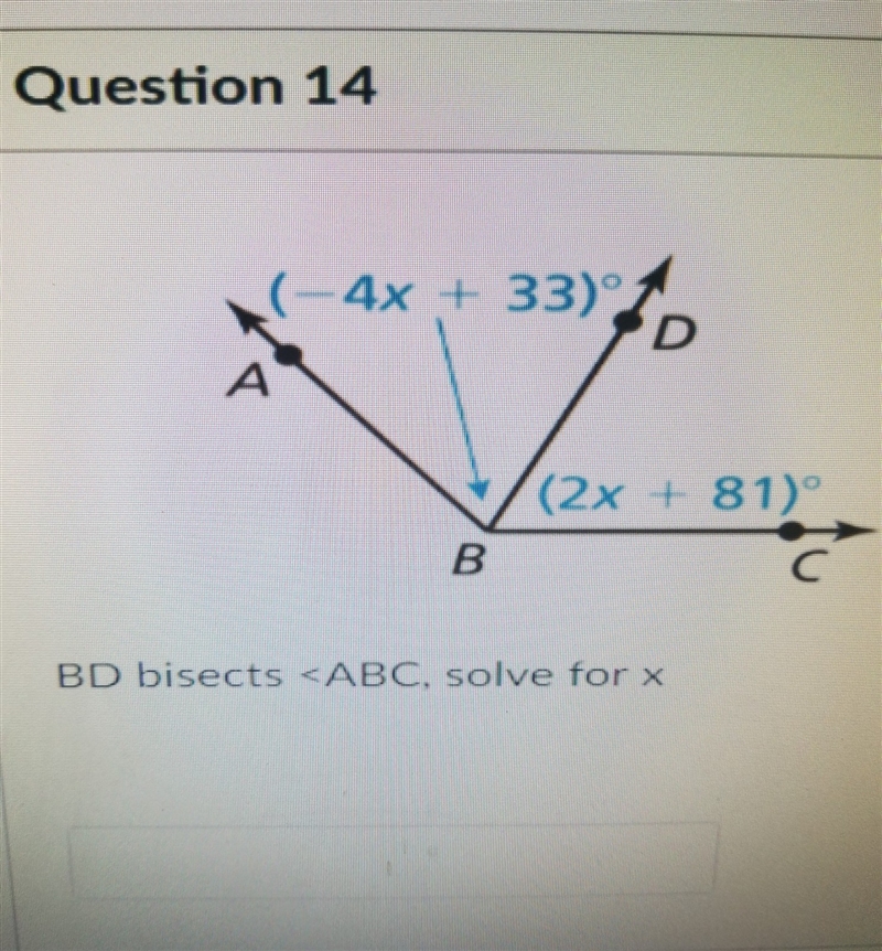 BD bisects <ABC, solve for x-example-1