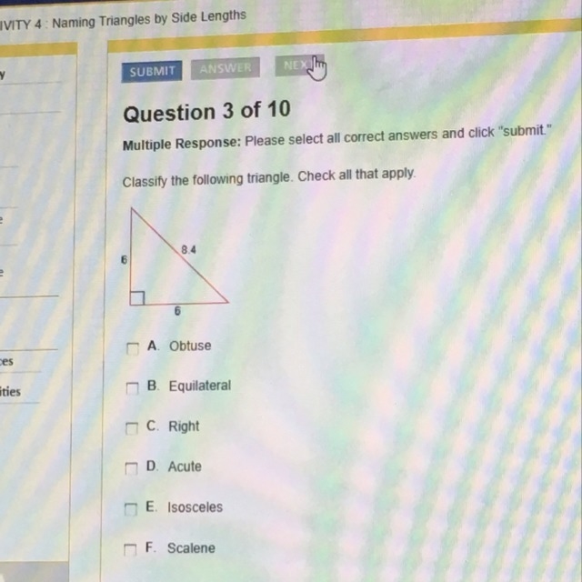 Classify the following triangle. Check all that apply.-example-1