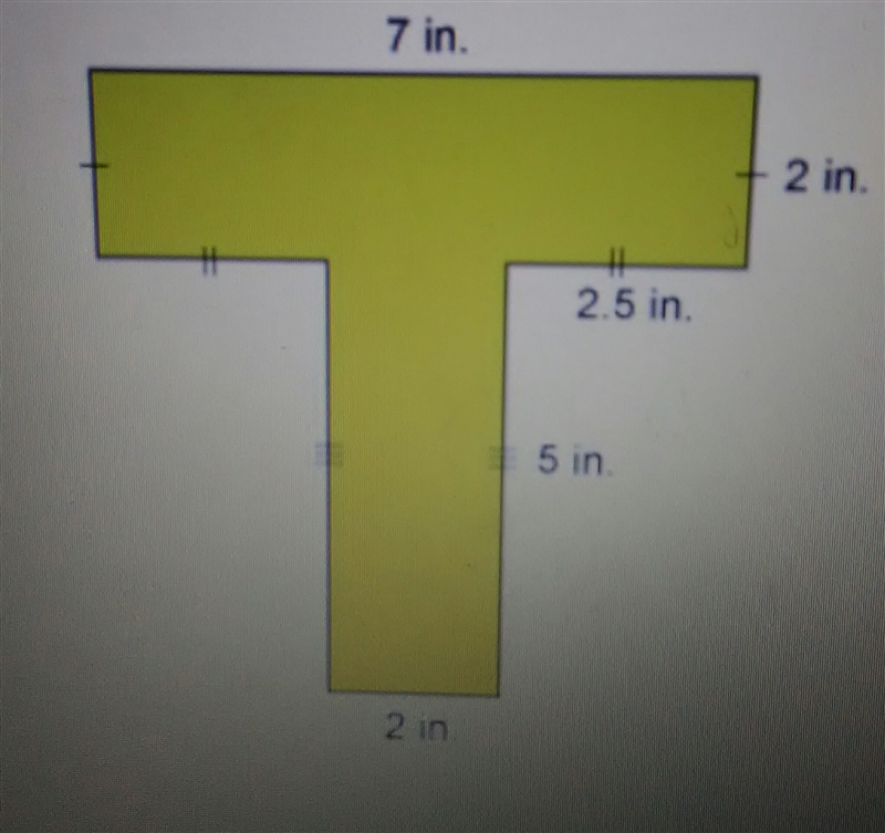 What is the perimeter of this shape? A 16.5 in . B 18.5 in . C 23 in. D. 28 in.-example-1