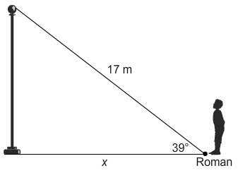 Roman stands across from a flag pole. What is the distance from Roman's feet to the-example-1