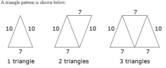 16. A triangle pattern is shown below. (Image 1) The perimeter of each figure in the-example-1