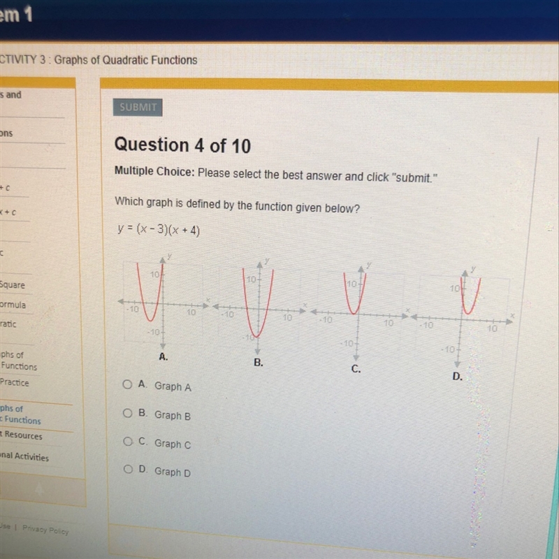 Which graph is defined by the function given below-example-1