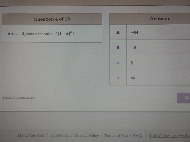 If x = -3, what is the value of (1 - x)^3? Explain why-example-1