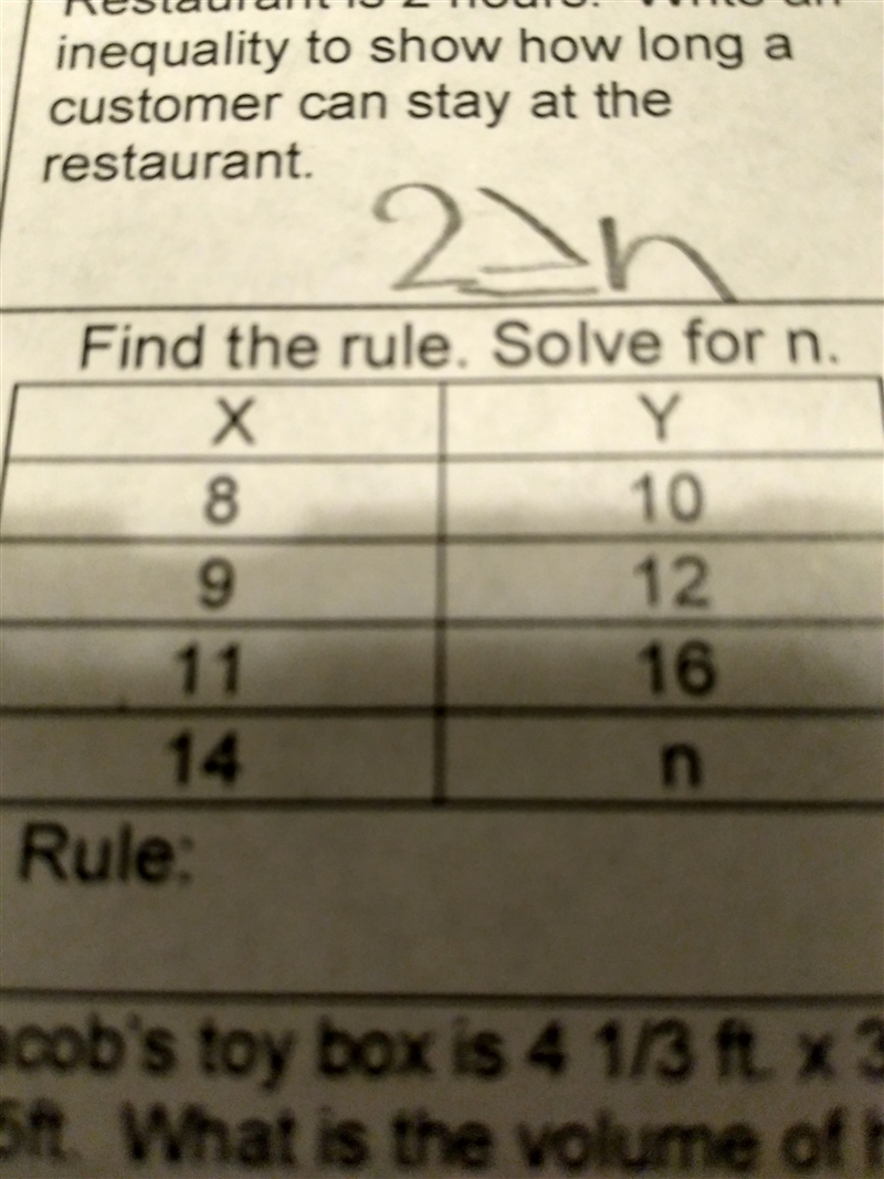 Find the rule, solve for n-example-1