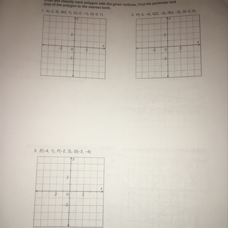 Draw and classify the given vertices. Find the perimeter and area of the polygon to-example-1