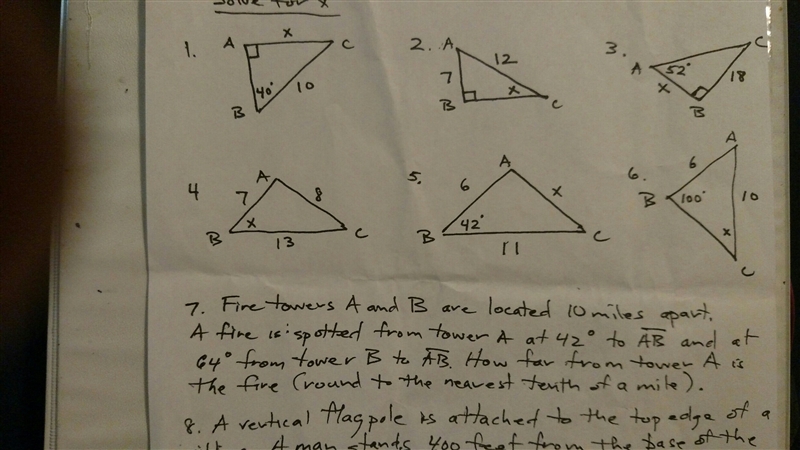 Need help on 1-6 please I need to solve for x and I need to get this done.-example-1