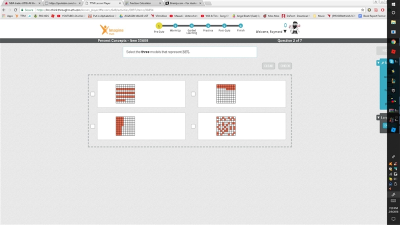 Select the three models that represent 35%.-example-1