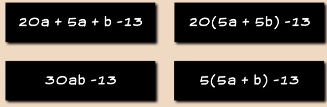 Which expression is equivalent to: 25a + 5b - 13-example-1