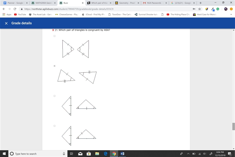 Which pair of triangles is congruent by ASA? - Please help ASAP. THANKS!-example-1