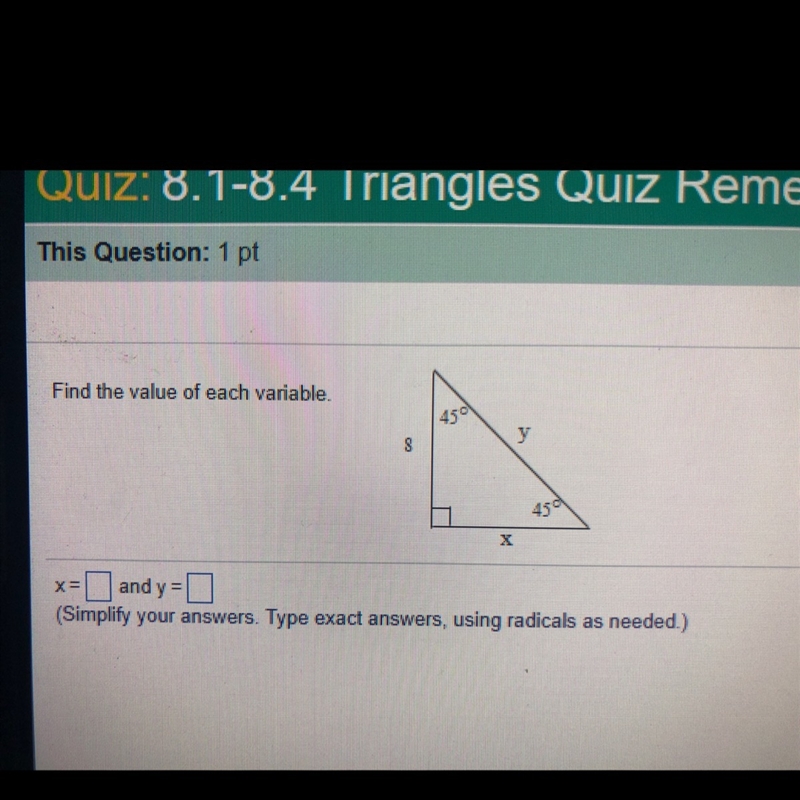 Find the value of each variable-example-1