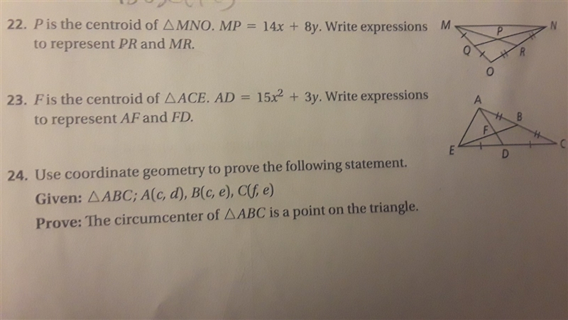 P is the centroid of triangle MNO. MP=14x+8y. write expressions to represent PR and-example-1