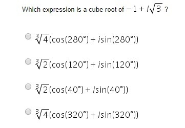 Which expression is a cube root of -1+i sqrt3-example-1