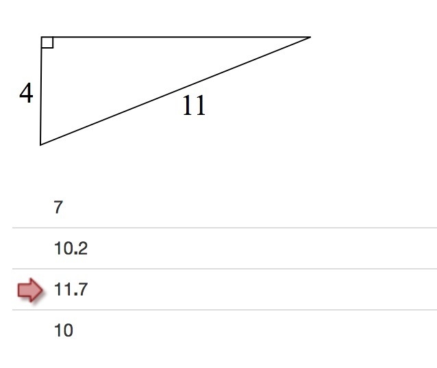 Find the missing side length. Round to the nearest tenth if needed. 11.7 is incorrect-example-1