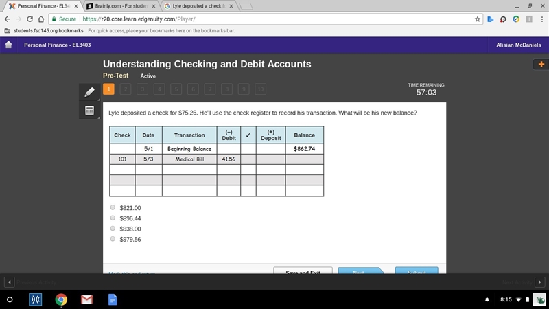 Lyle deposited a check for $75.26. He’ll use the check register to record his transaction-example-1