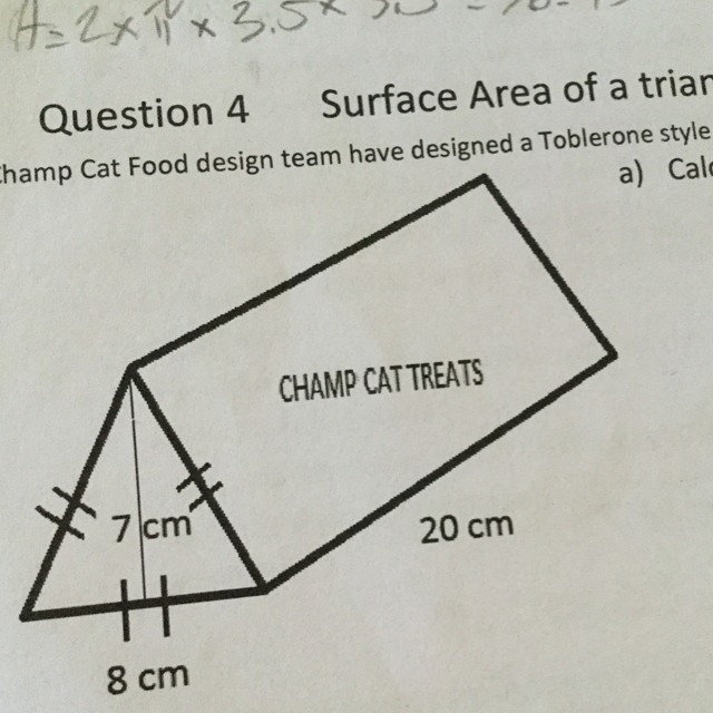 A) calculate the surface area of the equilateral triangular prism. B) calculate the-example-1