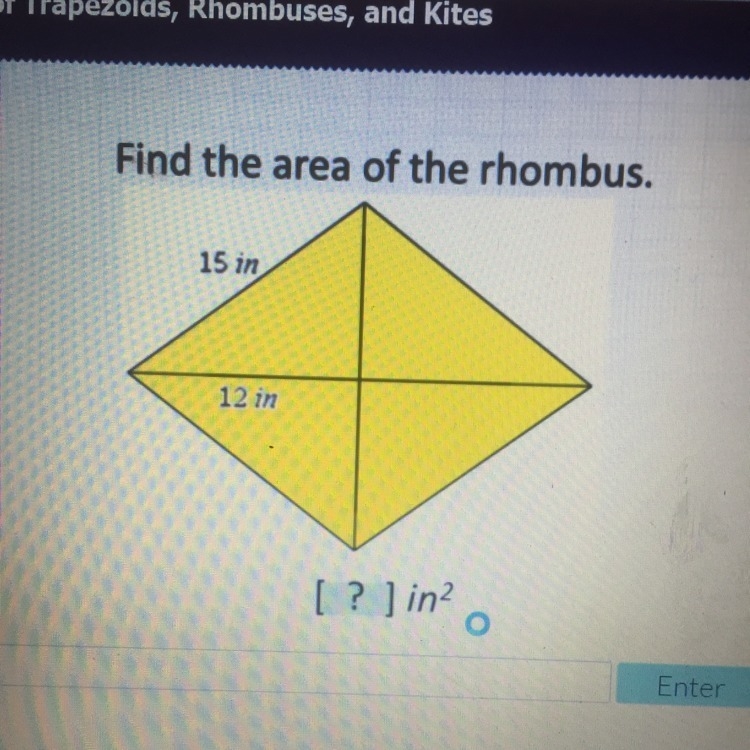 Please help me find the area of the rhombus-example-1