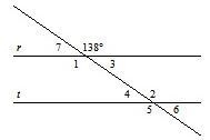 Question 16 (5 points) Line r is parallel to line t. Find the measurement of Angle-example-1