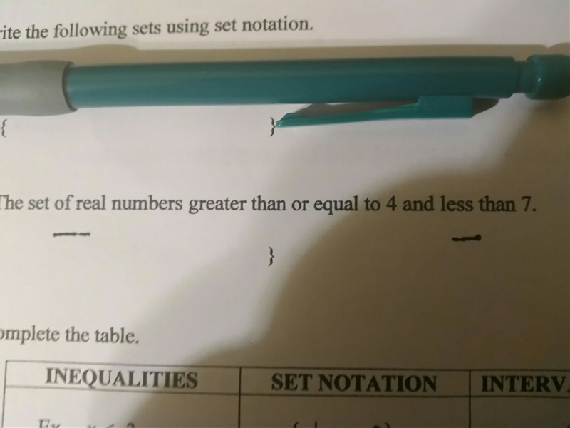 The set of real numbers greater than or equal to 4 and less than 7-example-1