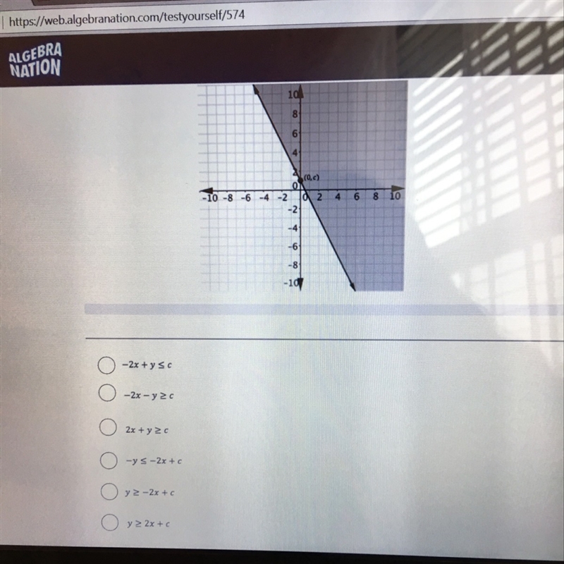 Select the inequalities represented by the graph below. Select all that apply-example-1