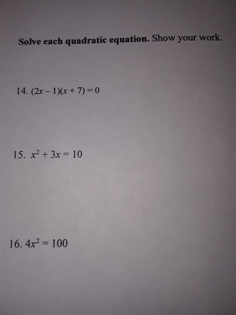 Solve each quadratic equation. Show your work.-example-1